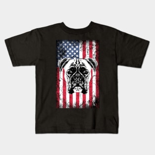 Patriotic Boxer American Flag Kids T-Shirt